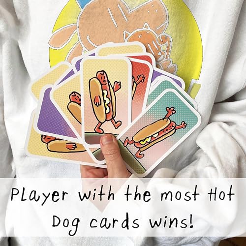 Dog Man Hot Dog Card Game contents show 64 cards for quick rounds.