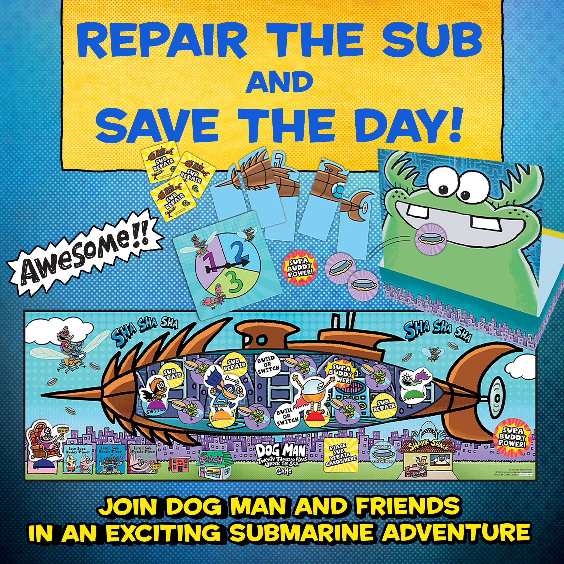 University Games Dog Man Twenty Thousand Fleas Under the Sea Cat Kid emphasizes teamwork and strategy.