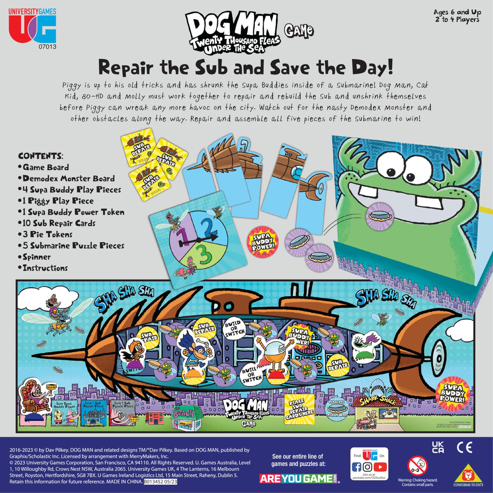 University Games Dog Man Twenty Thousand Fleas Under the Sea submarine pieces signify repair teamwork.