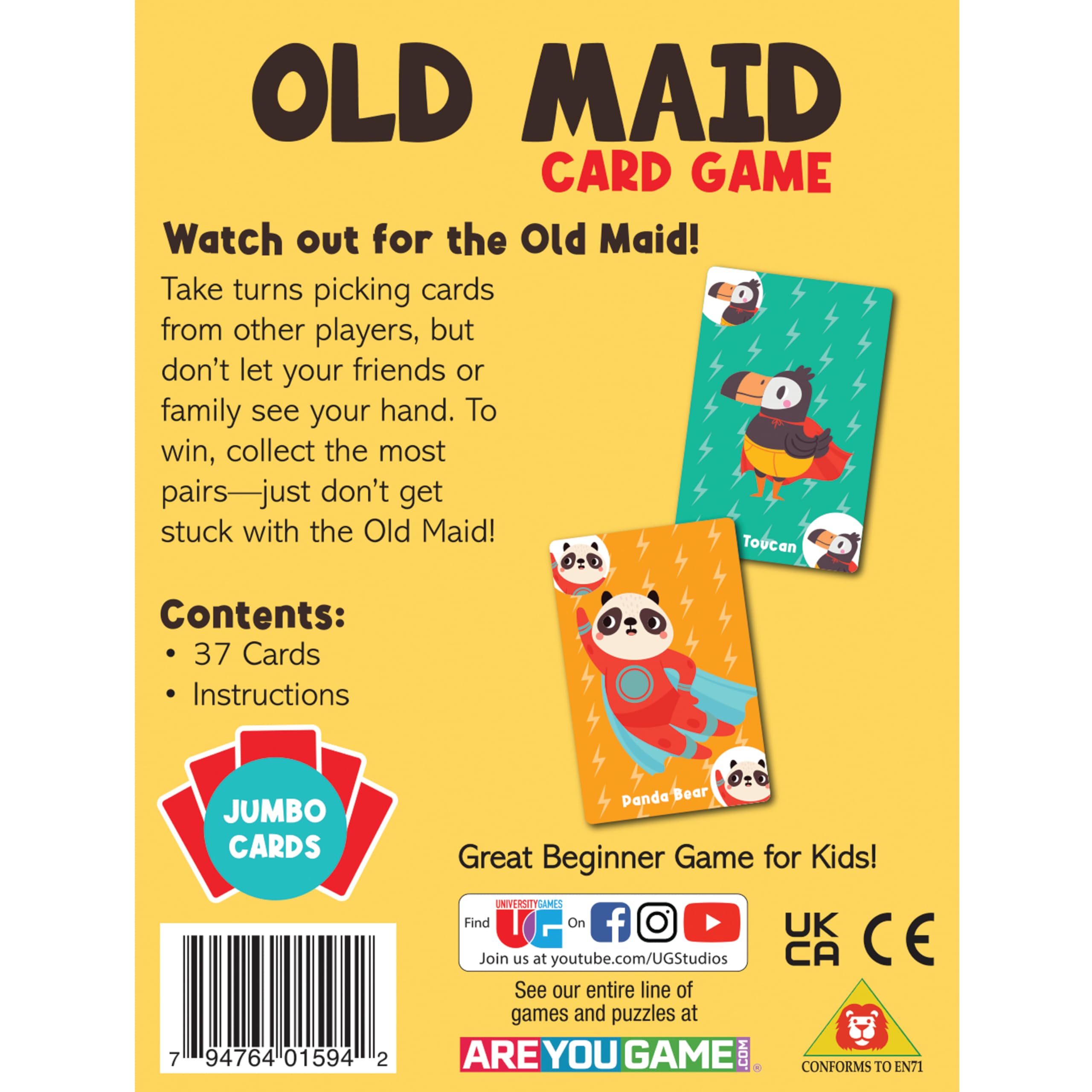 University Games Old Maid jumbo-size cards are easy to handle and durable.