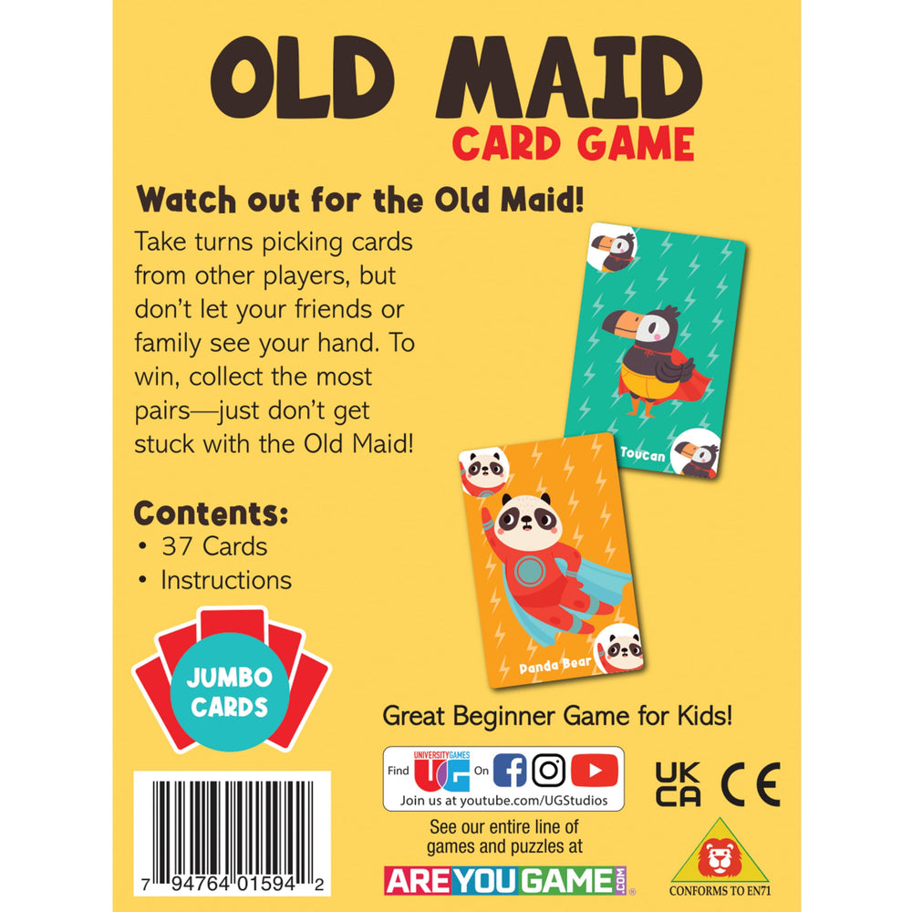 University Games Old Maid jumbo-size cards are easy to handle and durable.