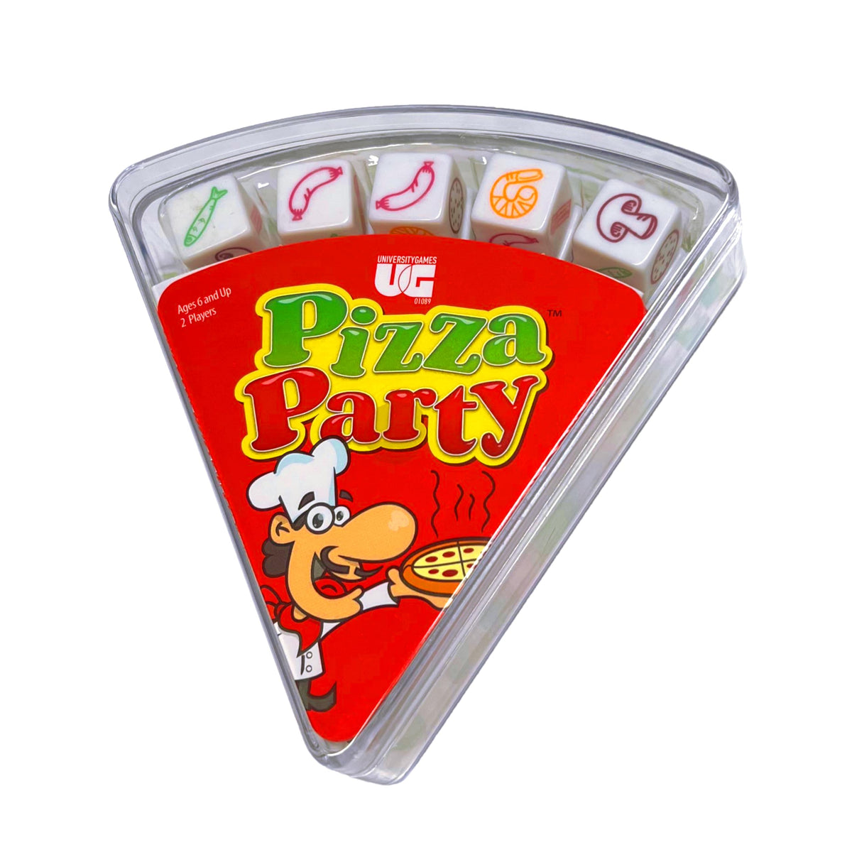 University Games Pizza Party dice and toppings in action for fast rounds.
