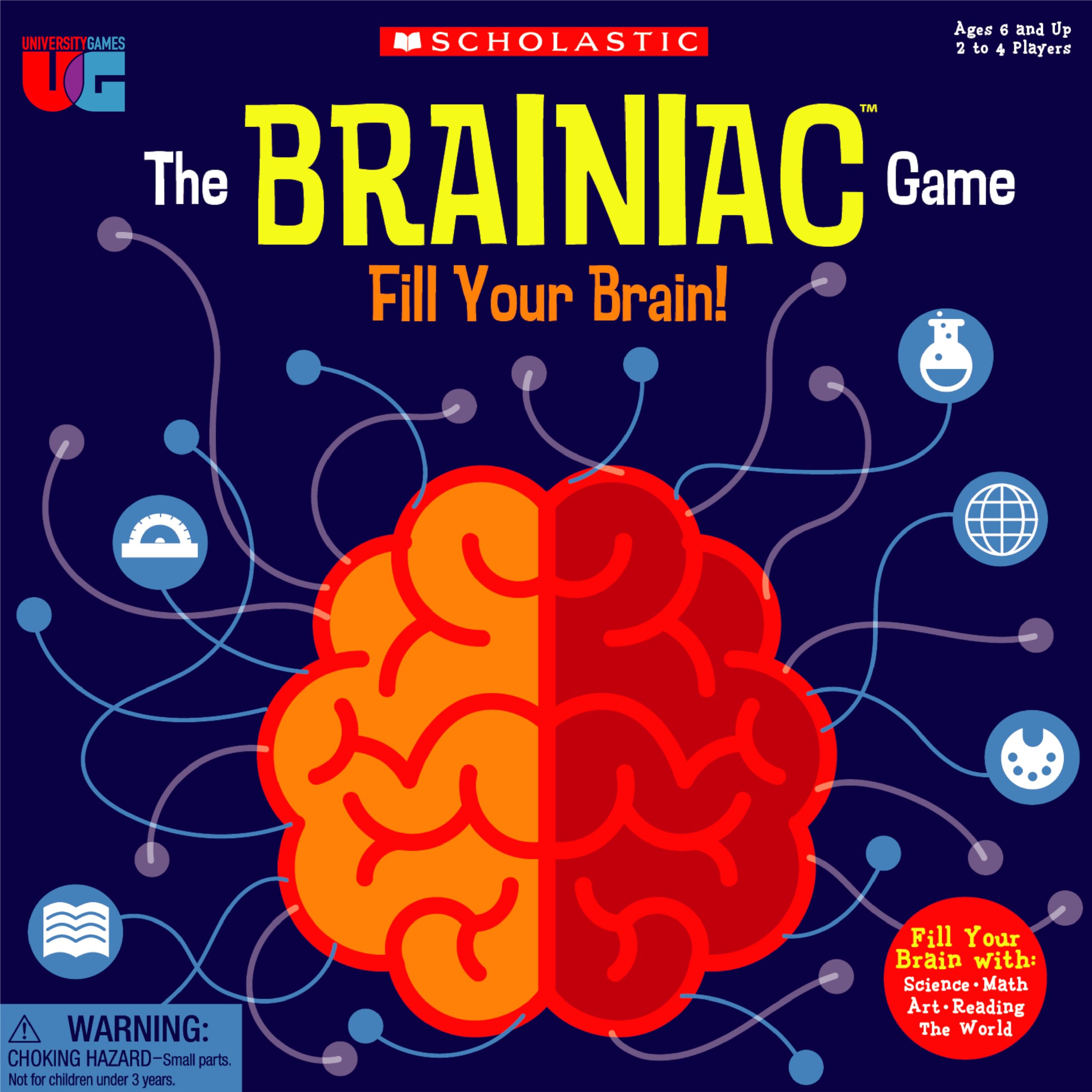 Unboxing Scholastic Brainiac Game shows all components