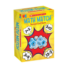 University Games Scholastic Math Match dice and cards ready for quick math practice.