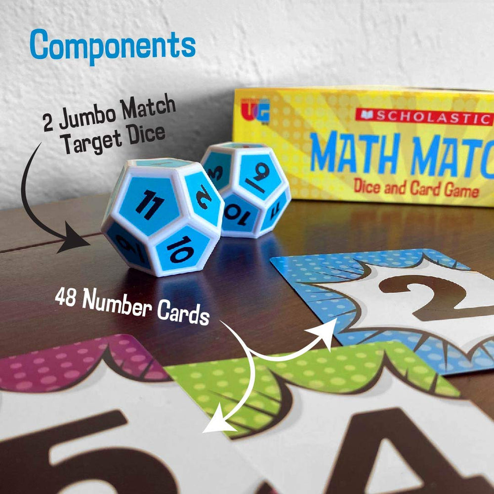 Number cards drive fast arithmetic practice in Scholastic Math Match.