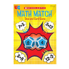 Kids roll Scholastic Math Match dice to challenge rapid calculations.