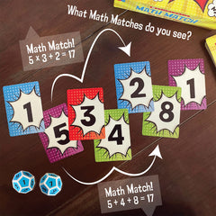 Compact travel-friendly Scholastic Math Match setup makes math practice easy on the go.