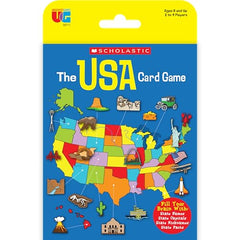 Scholastic USA Travel Card Game components laid out for quick setup and play