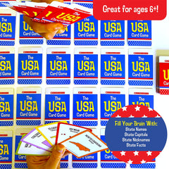 Kids playing University Games Scholastic USA Travel Card Game, exploring state capitals through interactive trivia