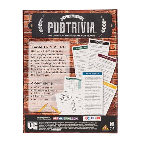 Table setup enables quick, social play with University Games Ultimate Pub Trivia.