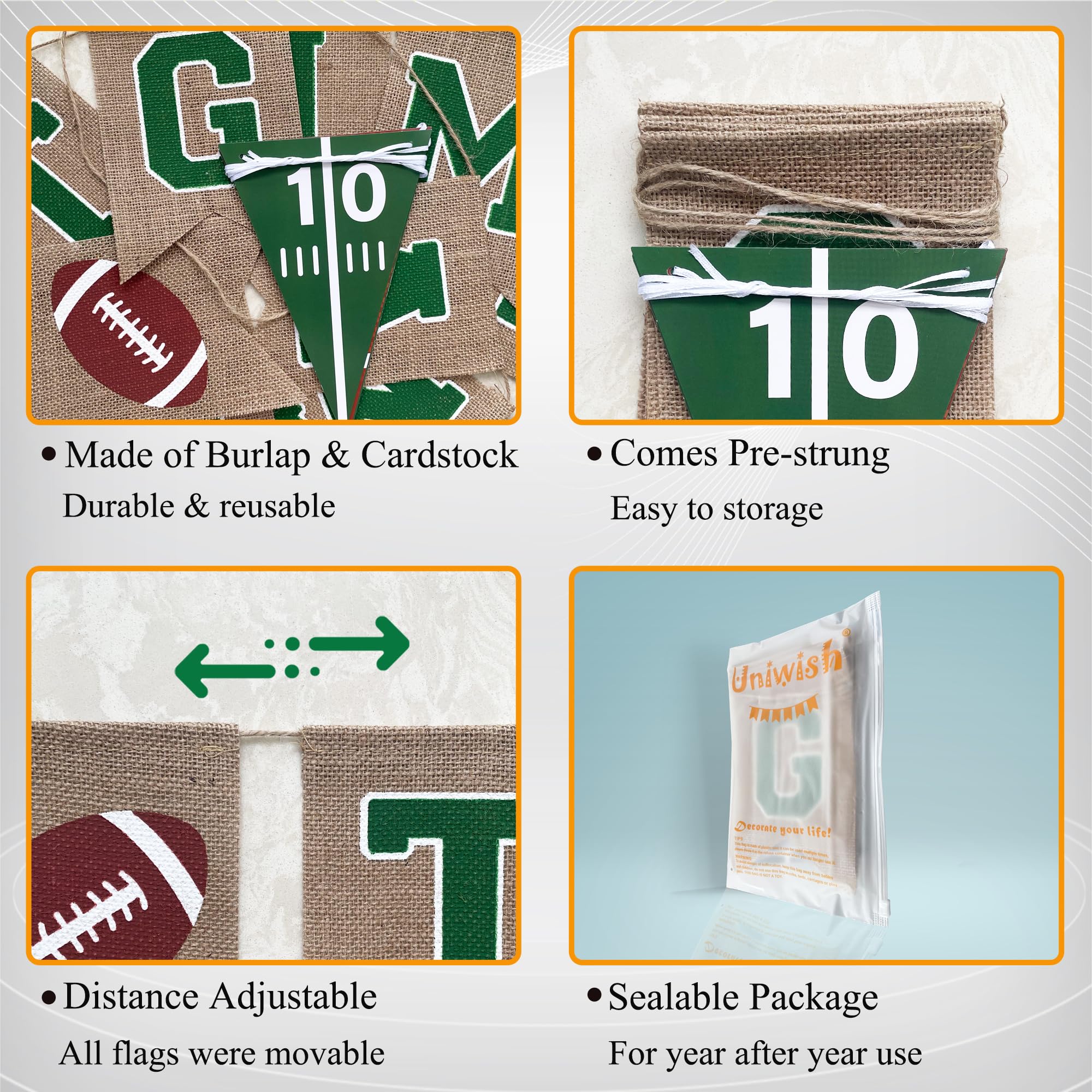 Uniwish football-theme-garland adds festive color to celebrations