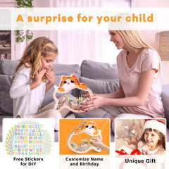 Uniwooder cat piggy bank on desk as playful home decor