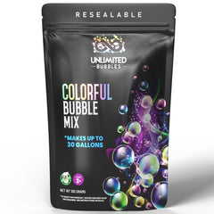 Unlimited Bubbles bubble powder refill pouch for easy DIY bubble making.