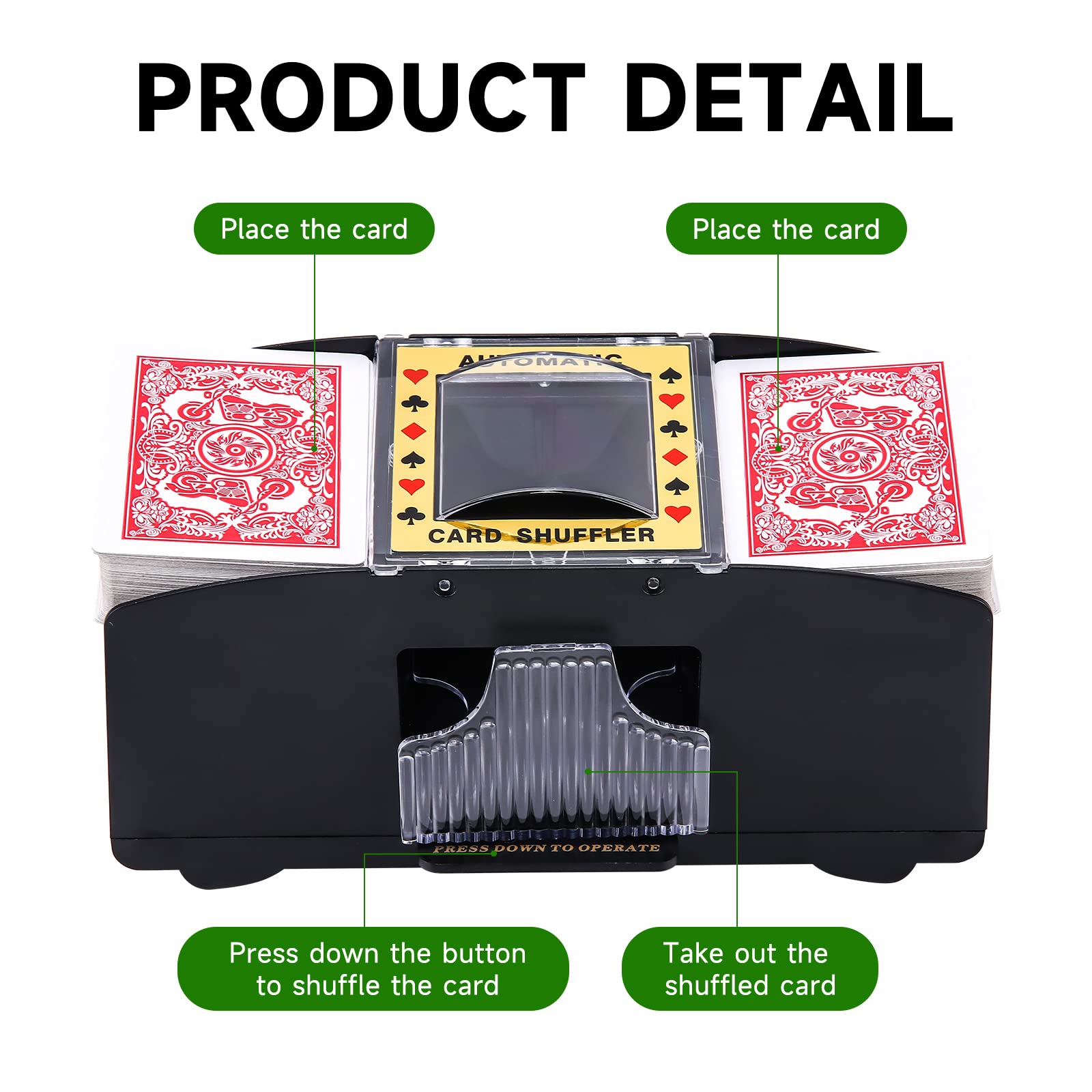 Unniweei shuffler holding 1-2 decks, ideal for casual or club play.