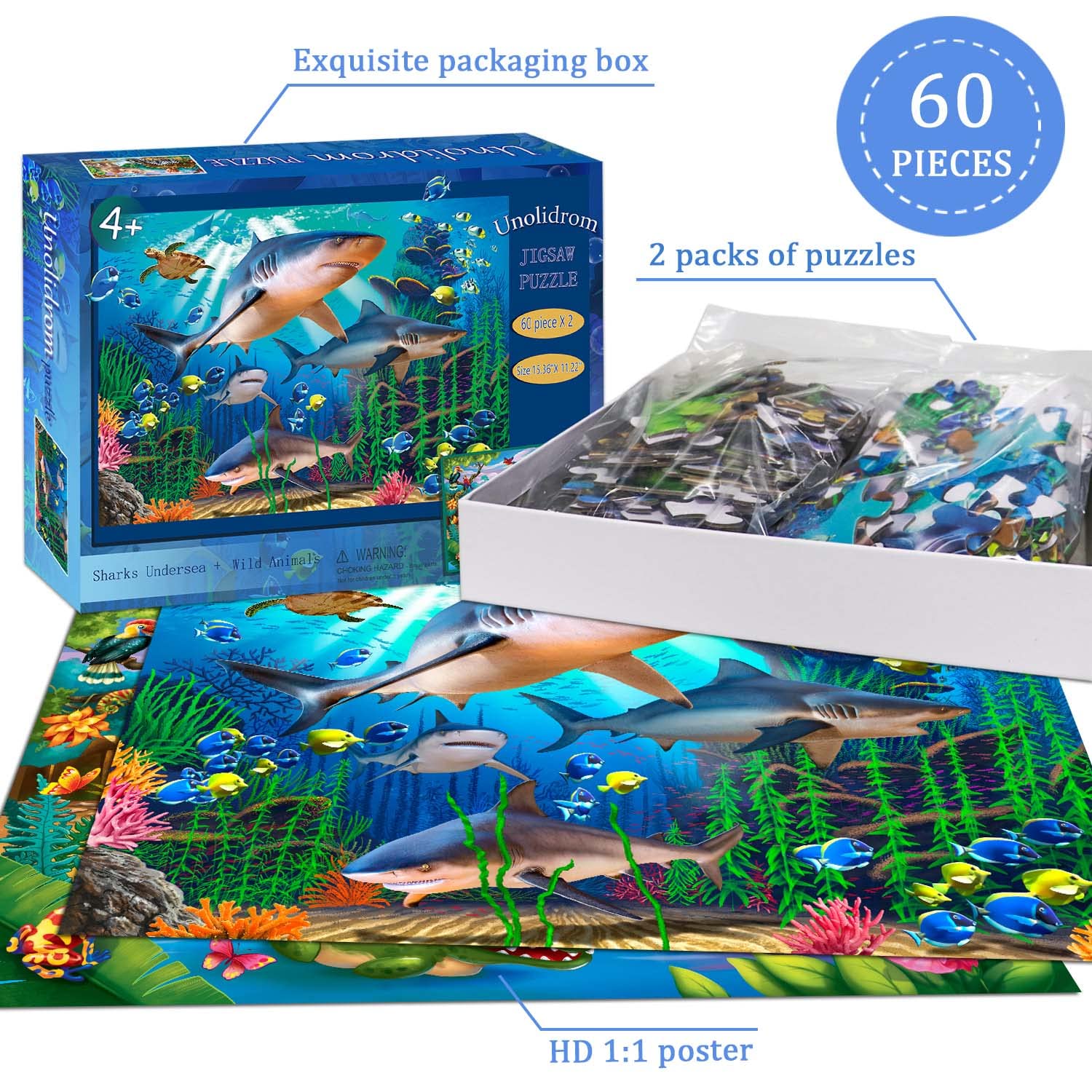 Unolidrom two-pack puzzle box packaging showcases the set and stores pieces neatly