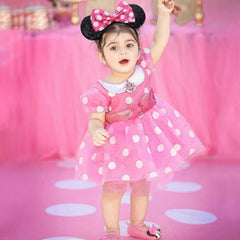 UNSPAZ Mouse Ears Headband pink bow closeup emphasizes plush bow and shine.