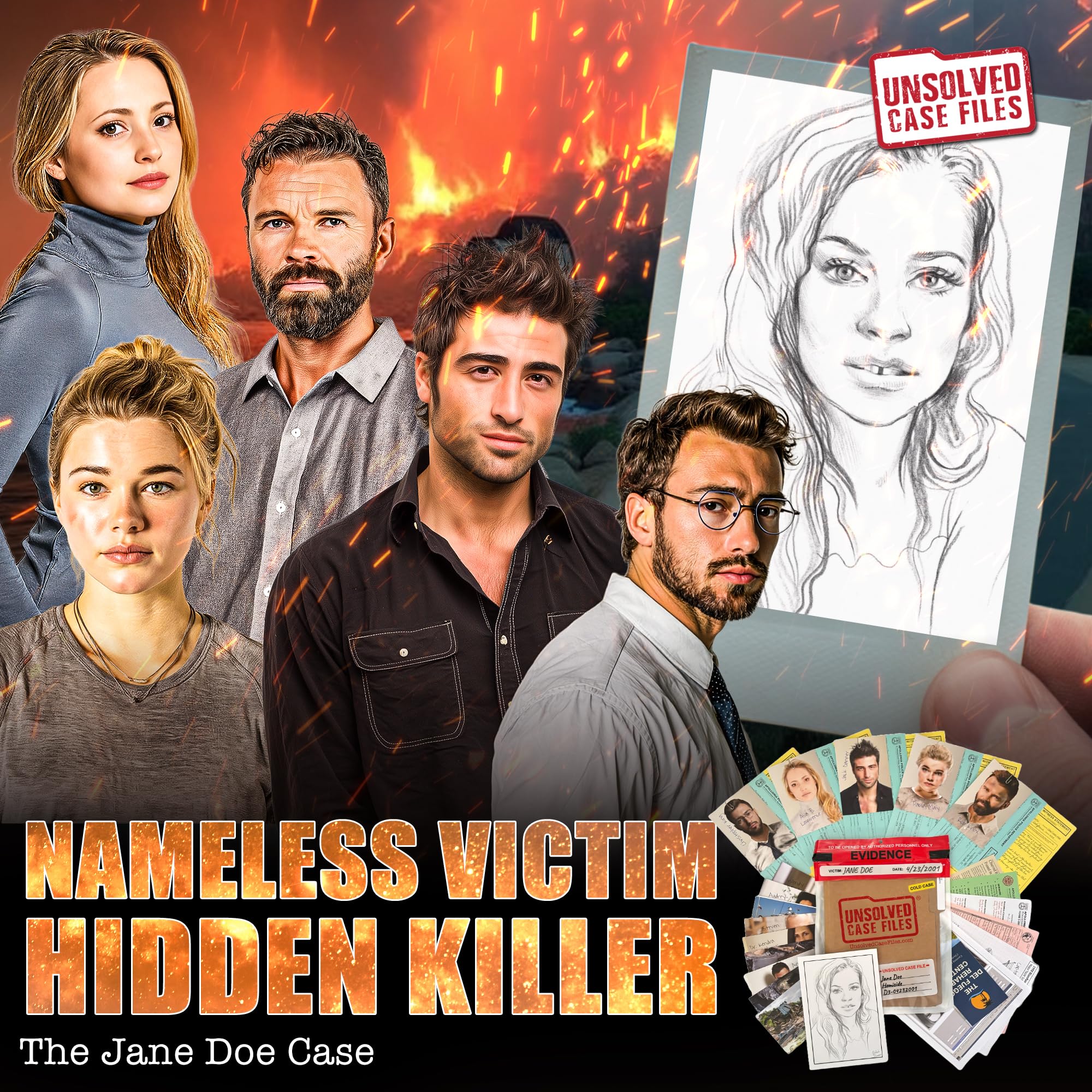 Unsolved Case Files: Del Fuego Island map — explore clues and connect suspects.