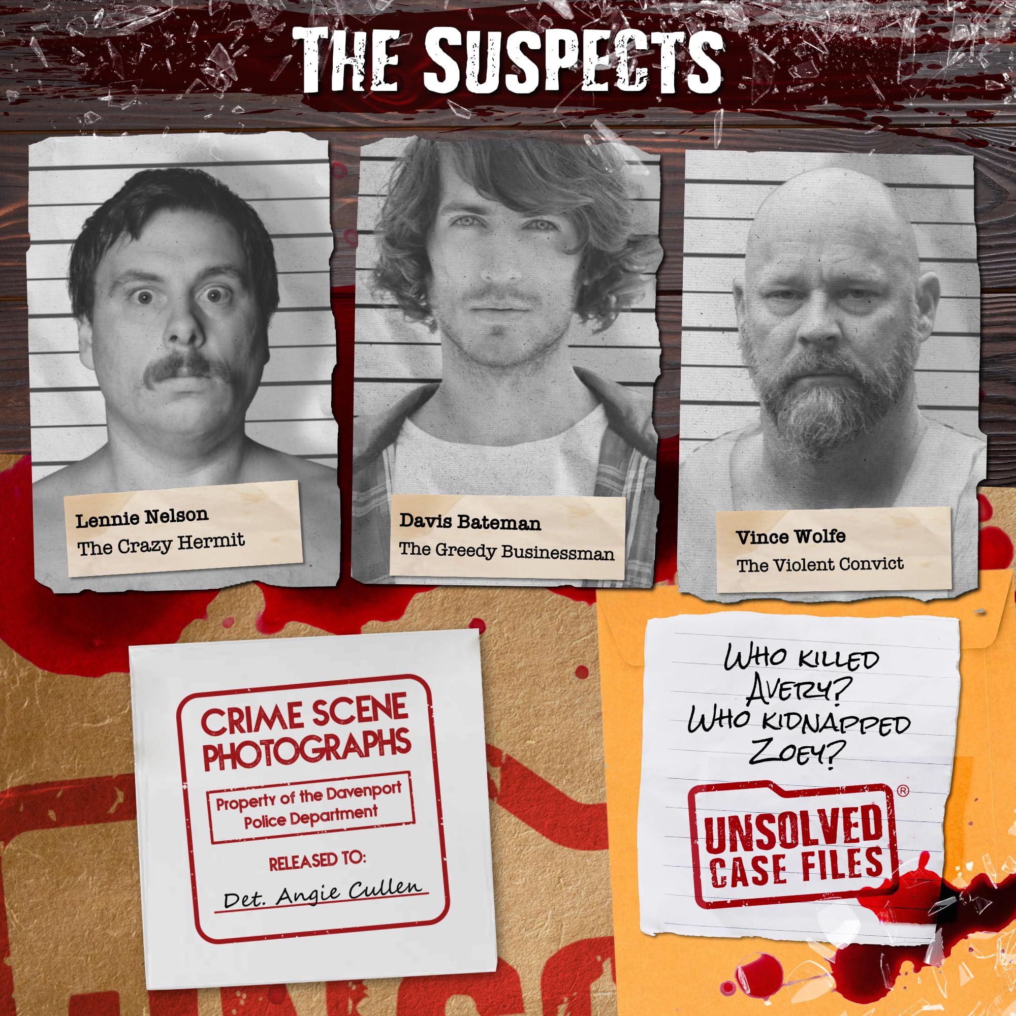Unsolved Case Files Gardner Avery documents crime-scene visuals that enrich problem-solving play