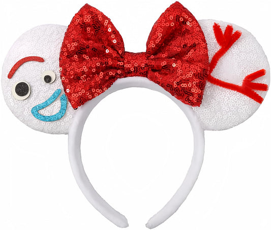 UNSPAZ mouse ears headband with sequin ears and white bow for cosplay