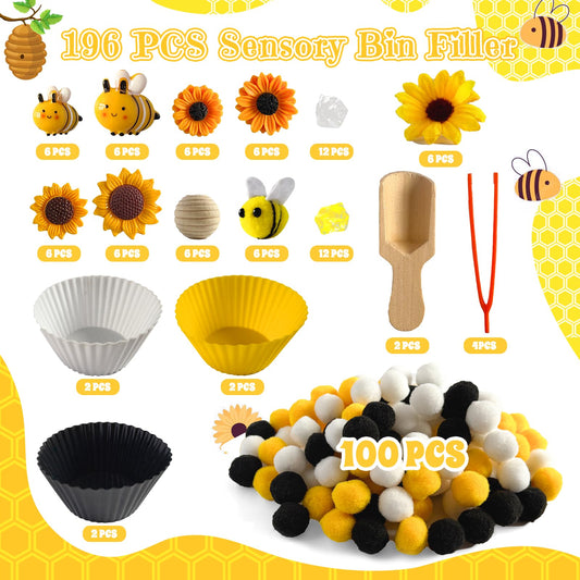 Unvola bee-themed beads and sunflowers support counting play at home.