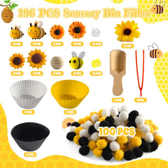 Unvola bee-themed beads and sunflowers support counting play at home.