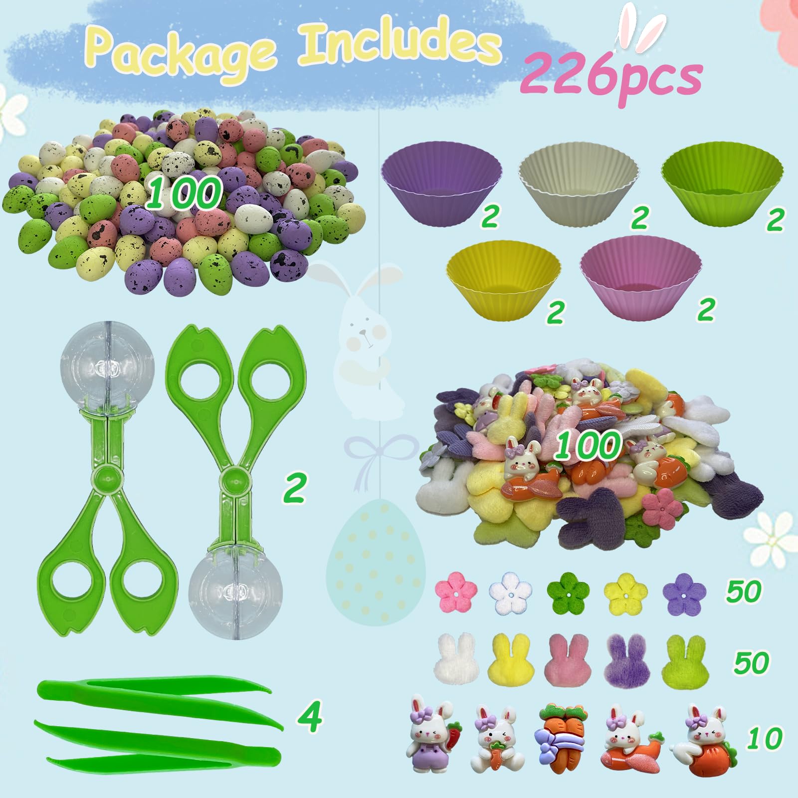 Unvola felt Easter flowers for color sorting and creative decorating