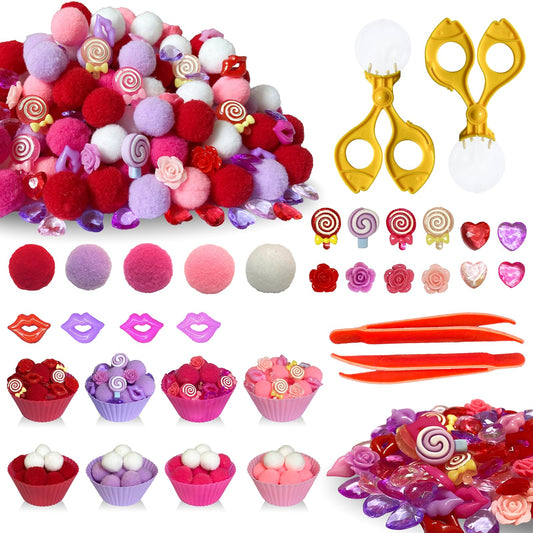 Unvola Valentines pom-poms for sensory play and fine motor exploration.
