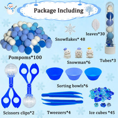 Unvola winter snowflakes for visual sparkle and early math through patterning in winter play.