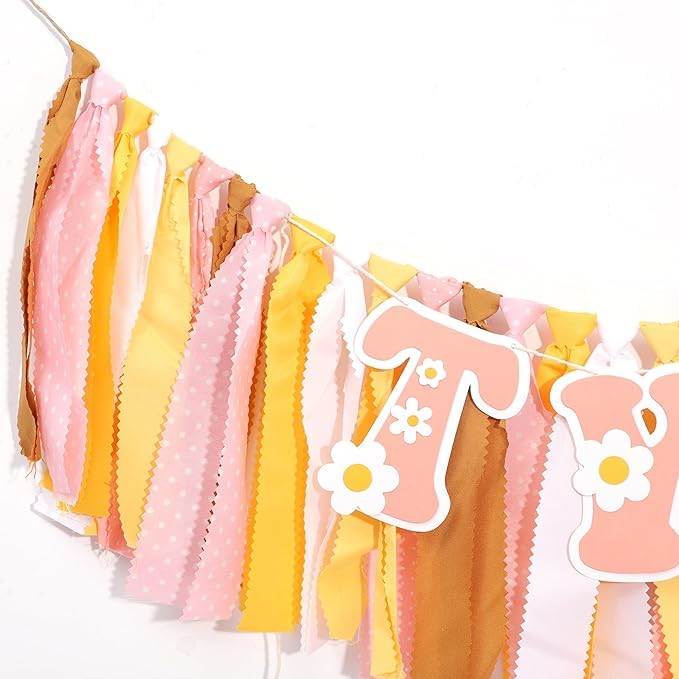 UOAOU Groovy Two high chair banner adds hippie-inspired charm to any backdrop.