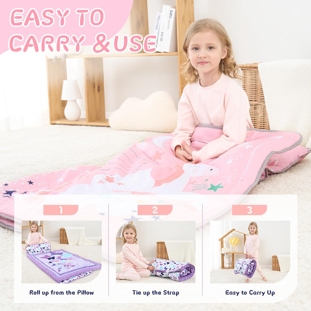 UOMNY kids nap sack for daycare features soft polyester fabric and gentle warmth.