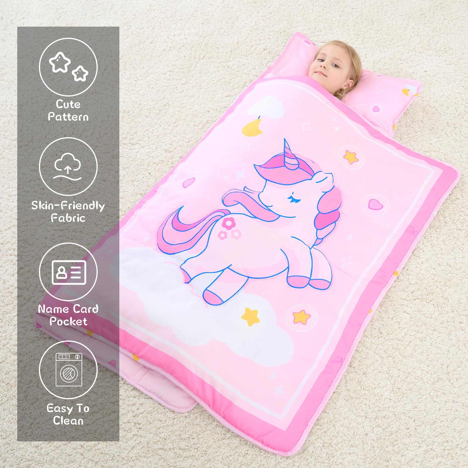 UOMNY carry sleeve with handle keeps mat clean during daycare commutes.