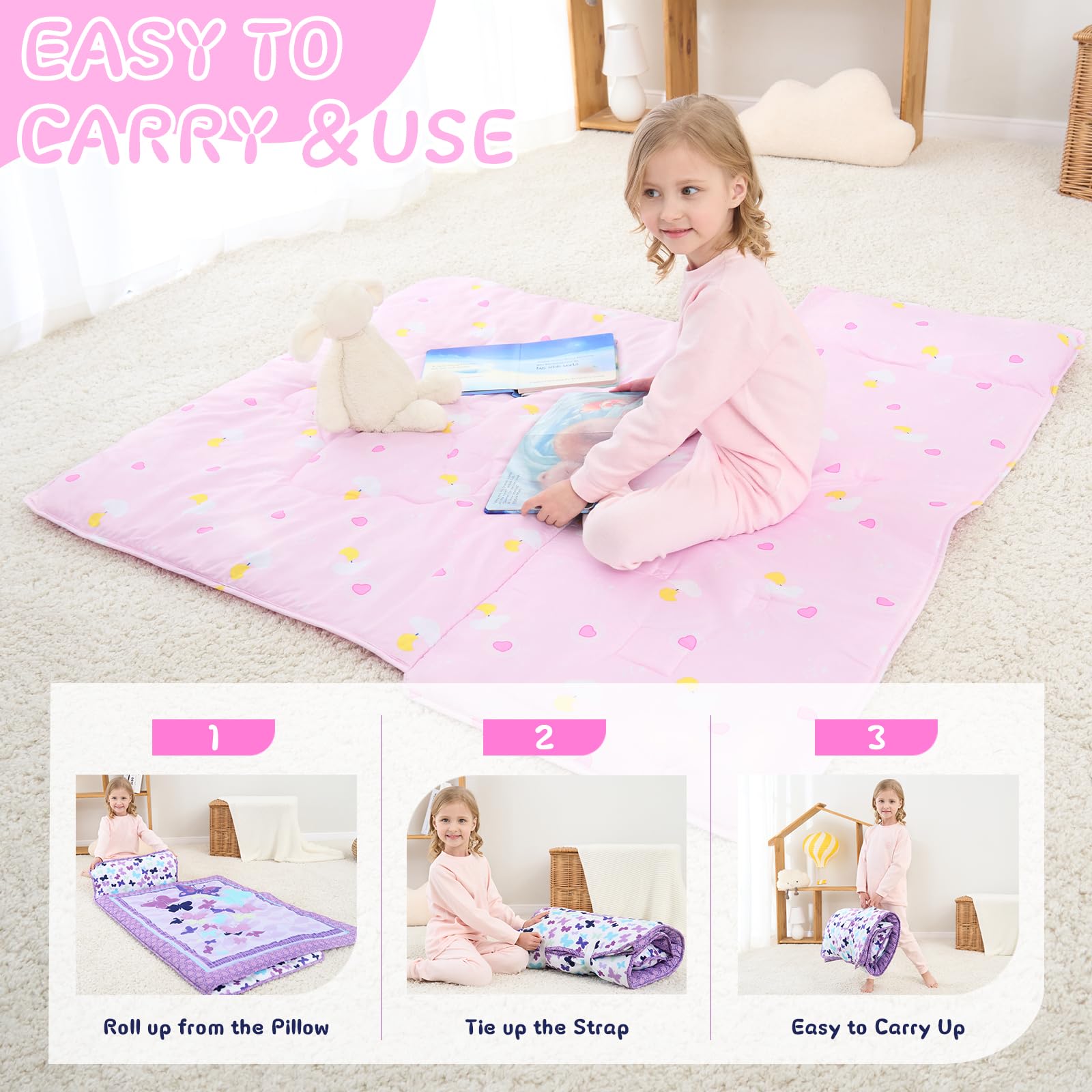 UOMNY roll-up design enhances portability for camping or travel naps.
