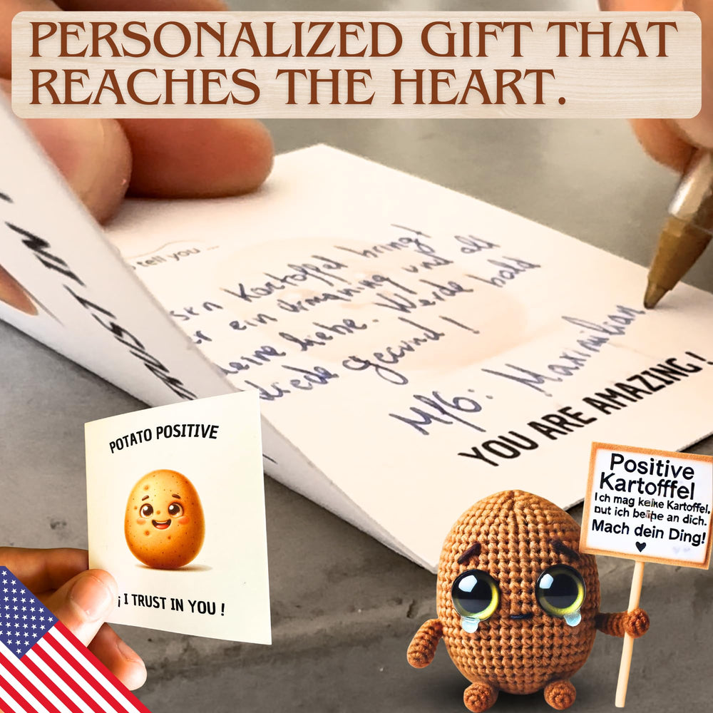 Uonel Positive Potato Crochet with inspirational message boosts mood at study or work.