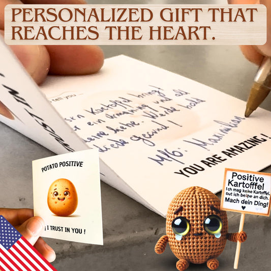 Uonel Positive Potato Crochet with inspirational message boosts mood at study or work.