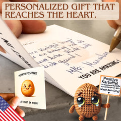 Uonel Positive Potato Crochet with inspirational message boosts mood at study or work.