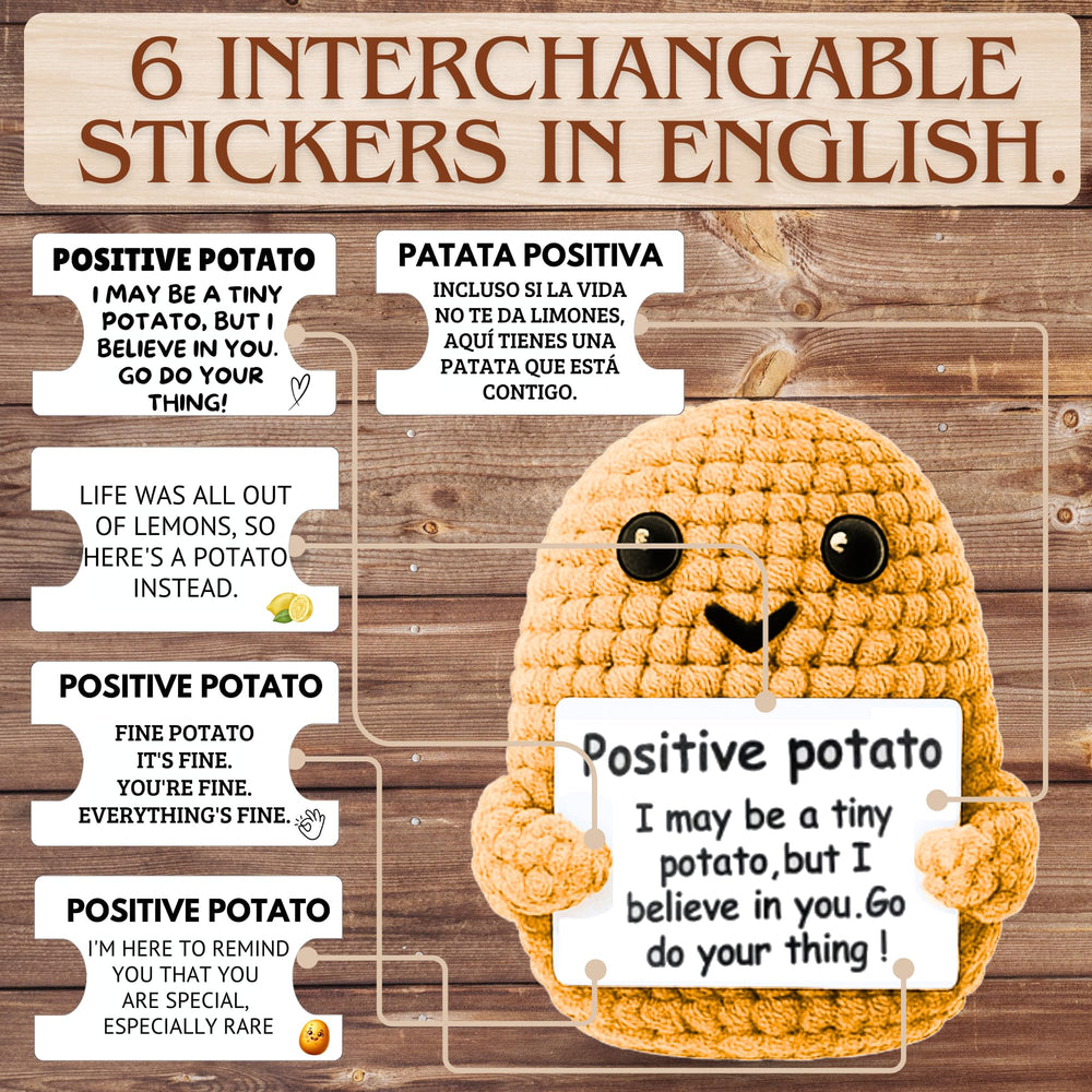 Uonel Positive Potato Crochet wool texture adds cozy handmade charm.