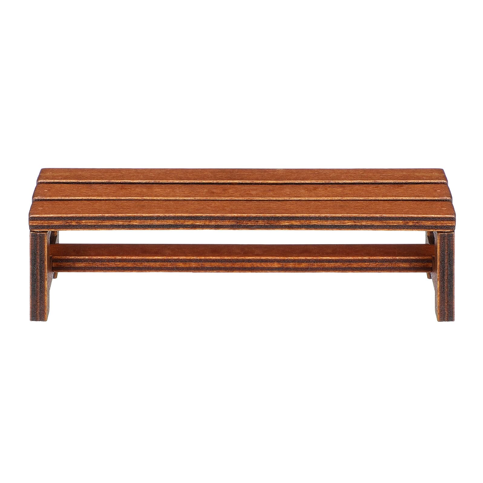 Uonlytech wooden mini house bench with natural grain for authentic dollhouse decor.