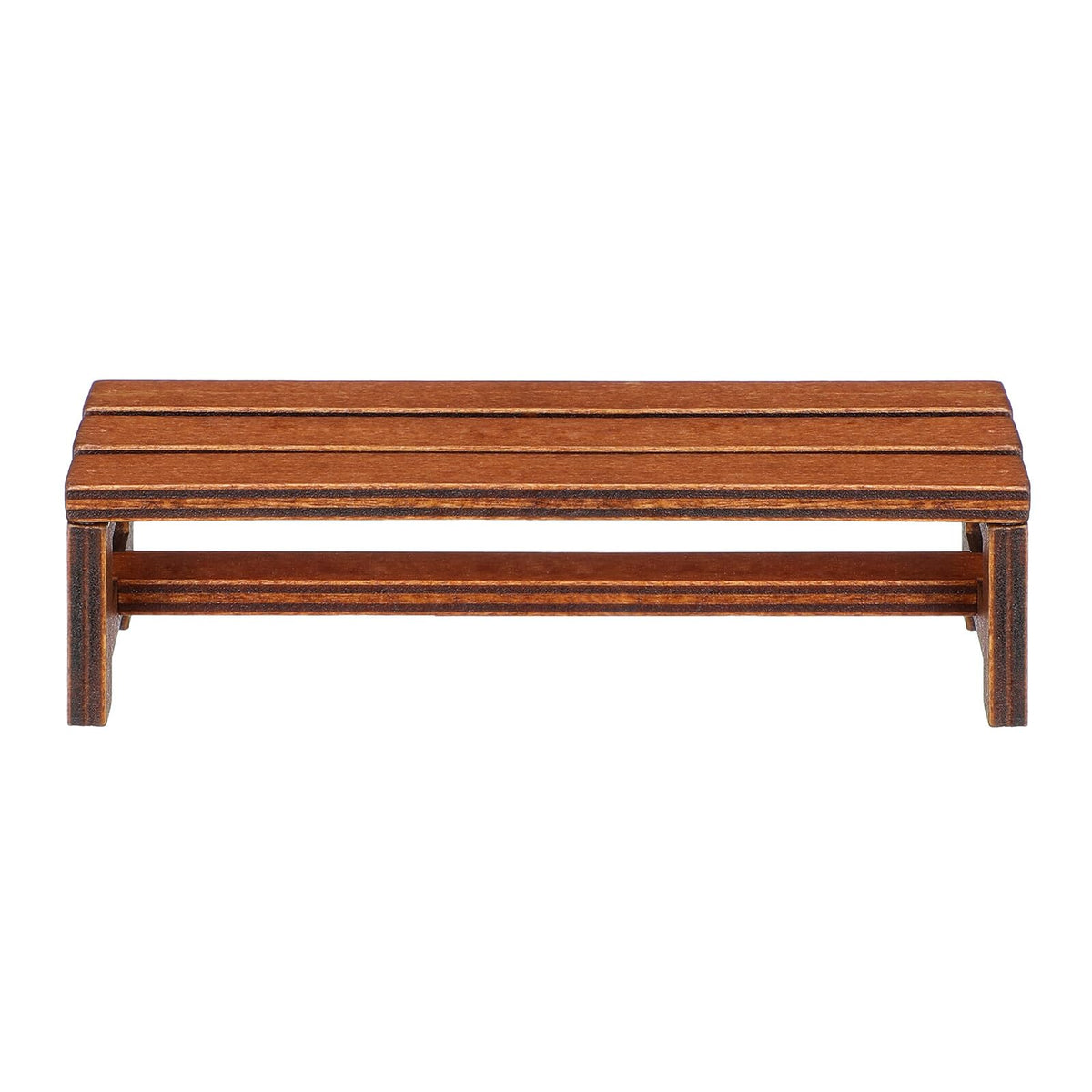 Uonlytech wooden mini house bench with natural grain for authentic dollhouse decor.