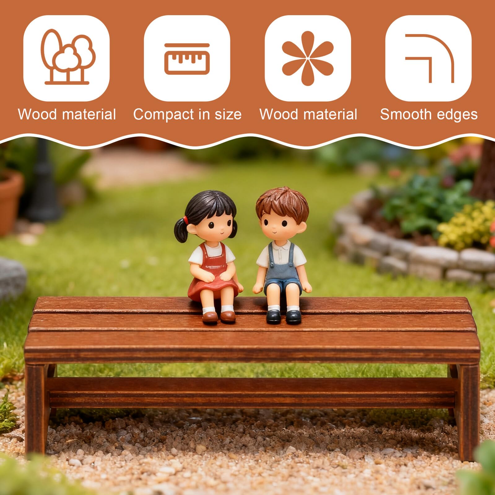 Uonlytech wooden bench for dining area in dollhouse layouts.