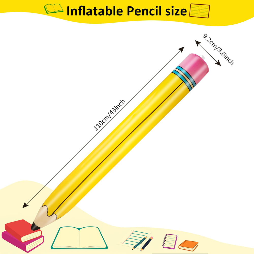 UooEA two-pack giant pencils, bright yellow inflatables for events and parties.