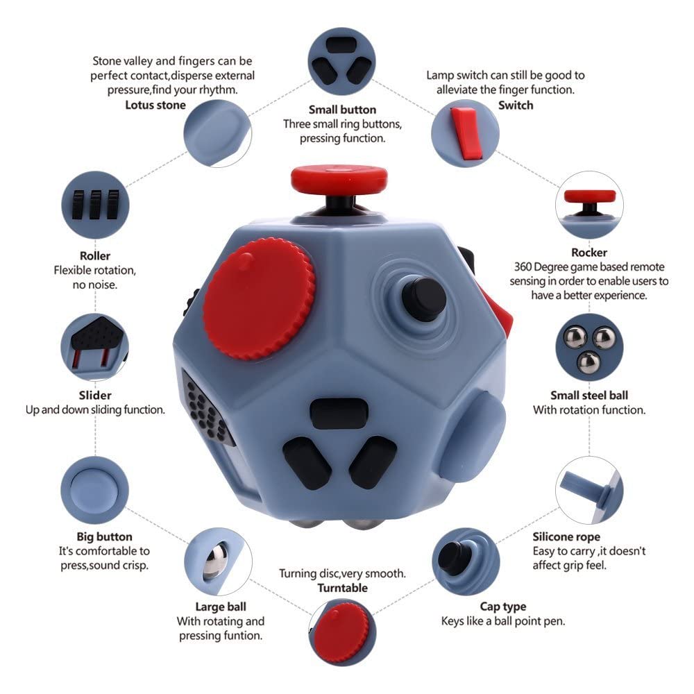 UOOEFUN compact fidget cube in grey fits pockets for on-the-go calm.