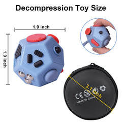 UOOEFUN 12-sided cube close-up highlights gear and switch for tactile stress relief.