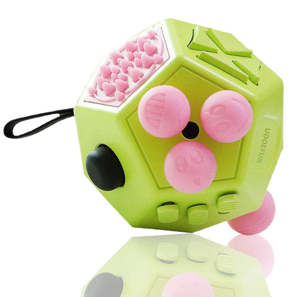 UOOEFUN fidget cube top view for discreet, portable stress relief and focus.