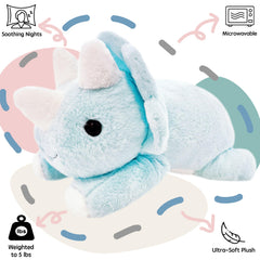 uoozii blue dinosaur microwavable heating pad adds warm comfort.