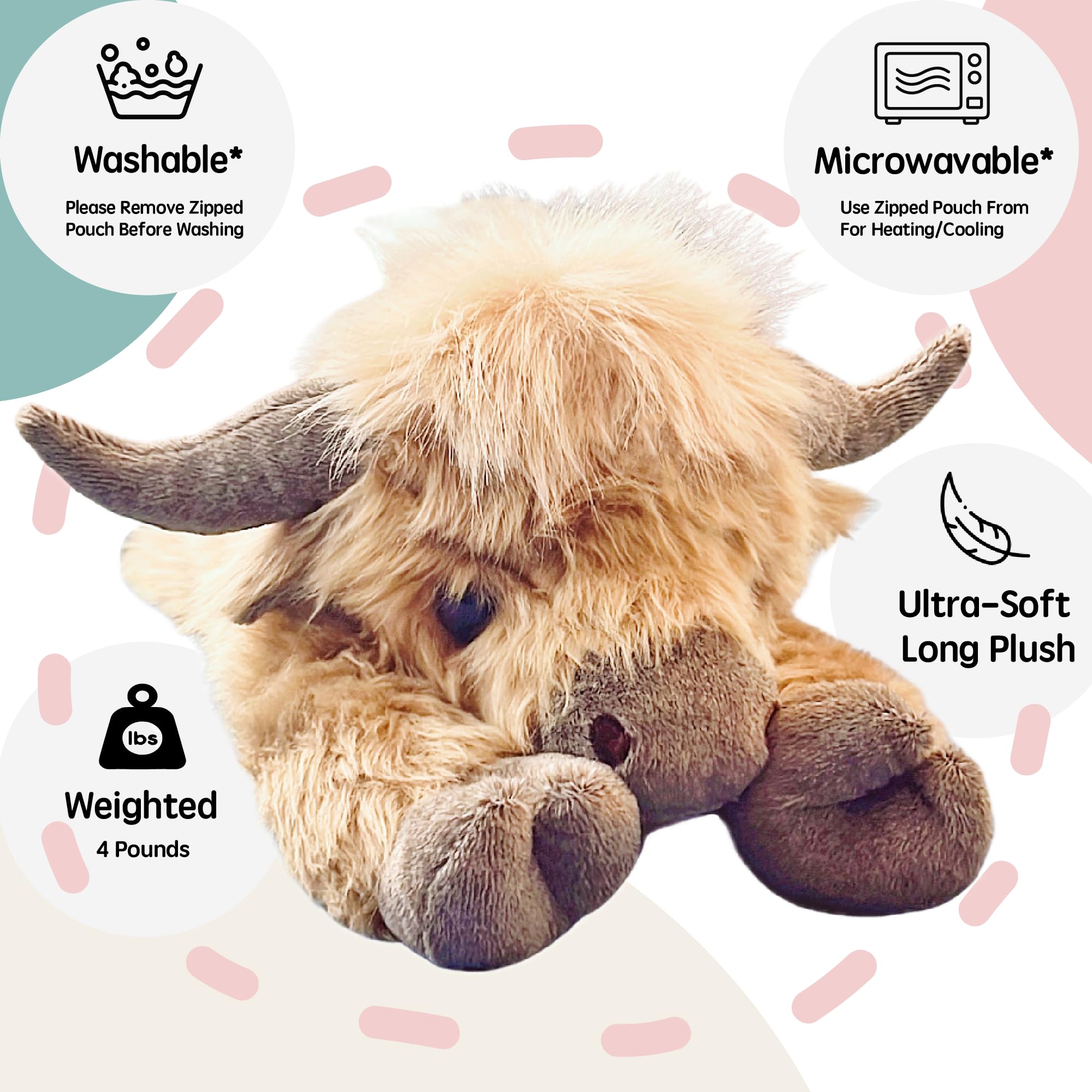 uoozii Highland Cow heat pad removable for warm moments