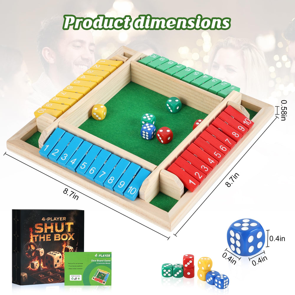 Uowivi Shut The Box Game wooden structure with pine and felt lining.