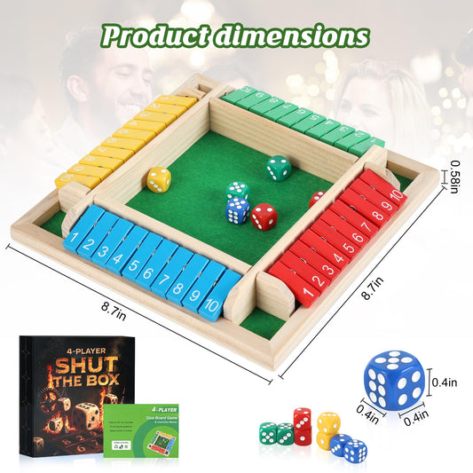 Uowivi Shut The Box Game wooden structure with pine and felt lining.