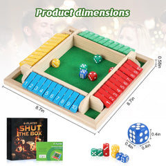 Uowivi Shut The Box Game wooden structure with pine and felt lining.