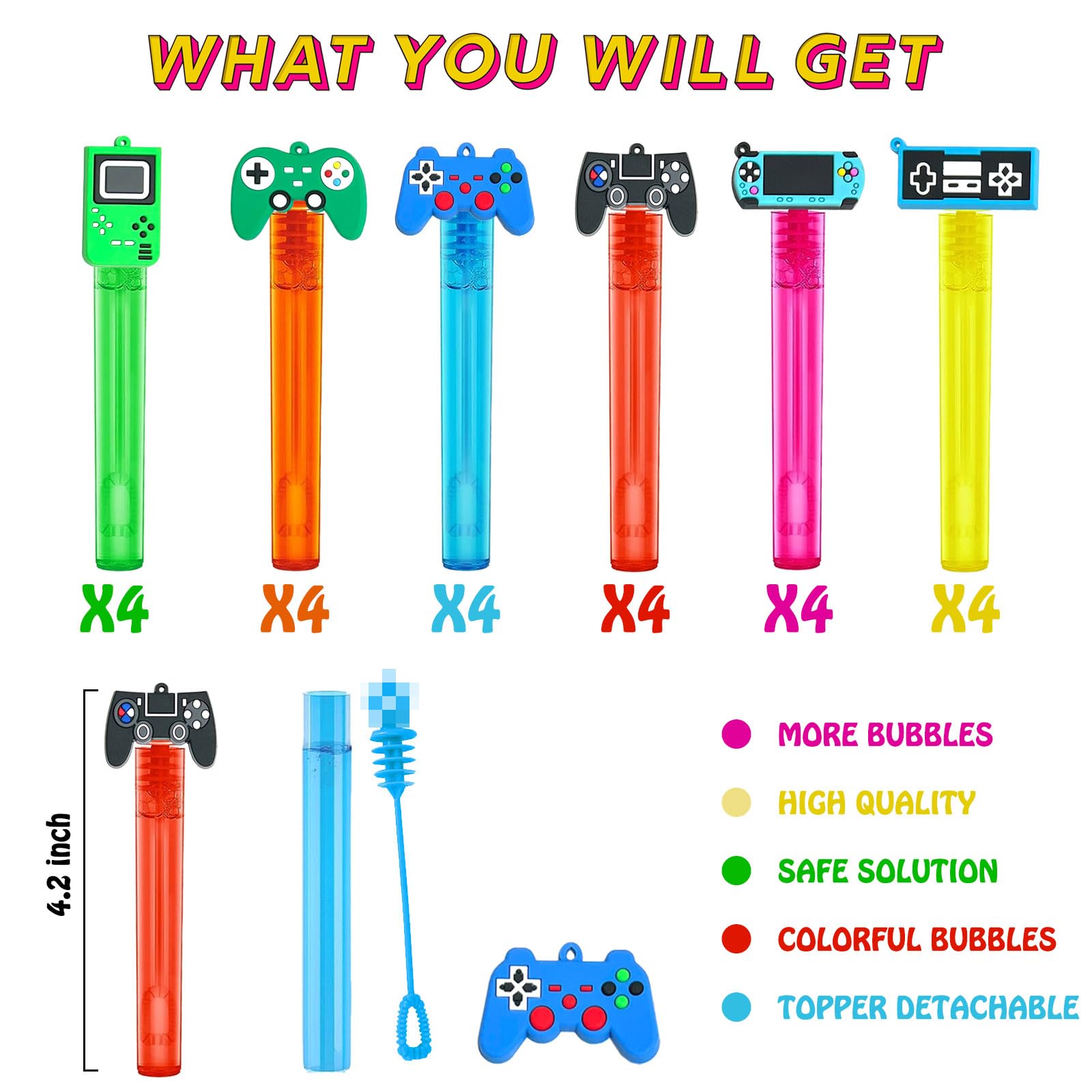 uoyoi colorful bubble wands with six color options