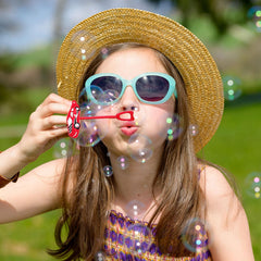 Kids use uoyoi Race Car Bubble Wands during outdoor play